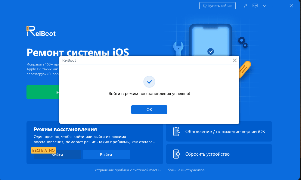 Reiboot сайт. Tenorshare REIBOOT нет интернета. Восстановить айфон REIBOOT.