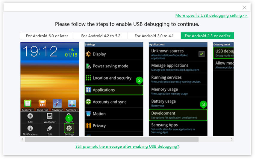 Tenorshare ReiBoot for Android for enable usb debugging of Android 2.3 or earlier