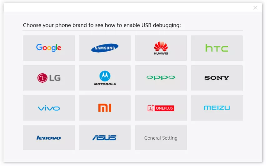 different phone brand on how to enable usb debugging on ReiBoot for Android