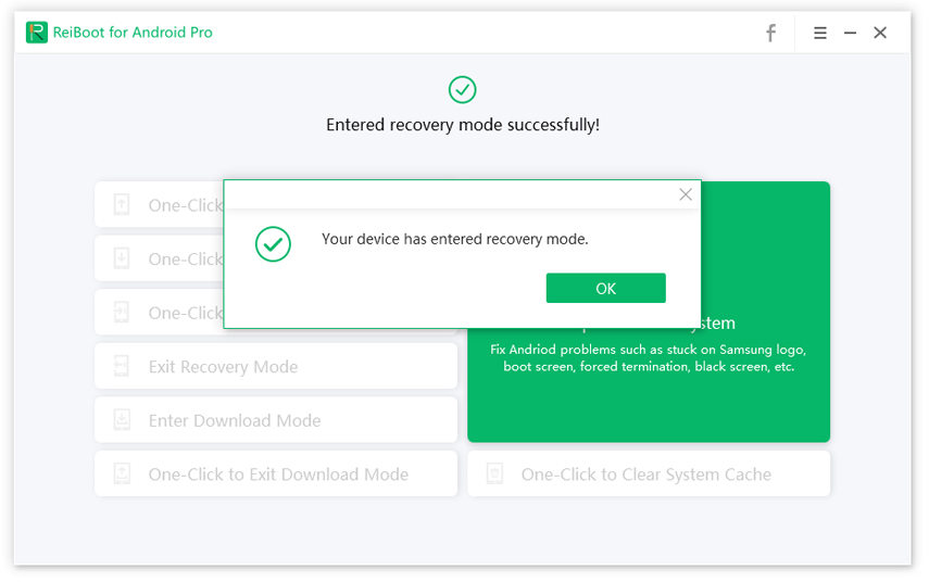 successfully enter android recovery mode with Tenorshare ReiBoot for Android tool