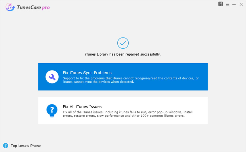 tunescare repair successfully