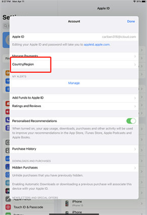 how to change location on ipad