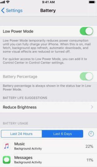 калибровка батареи ios - выключите режим низкого энергопотребления
