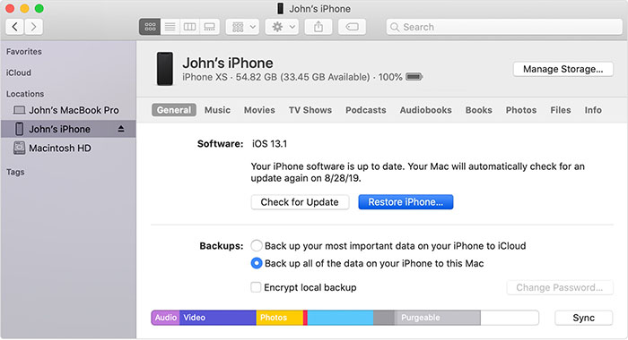 использование itunes для восстановления iphone