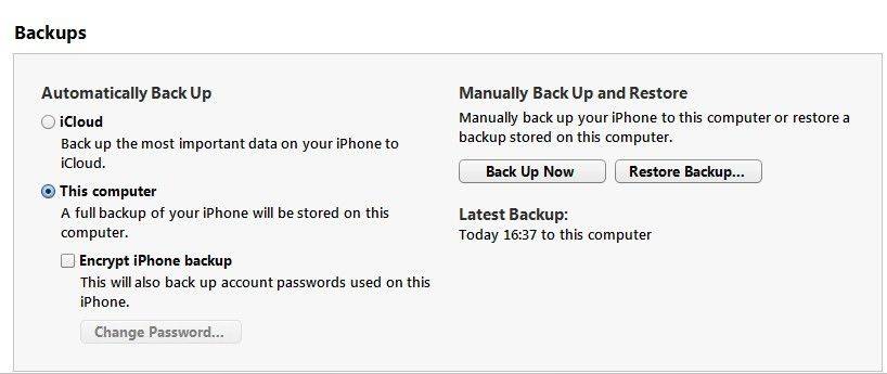 back up iphone via itunes