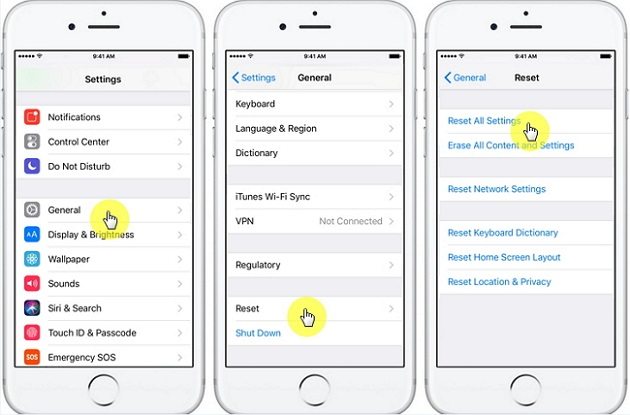 return iPhone settings to their defaults