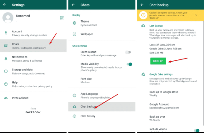 create local backup whatsapp on android