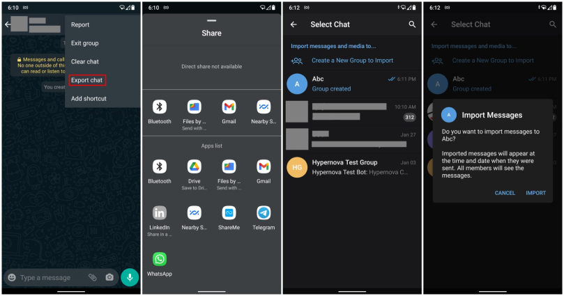 transfer whatsapp group to telegram on android