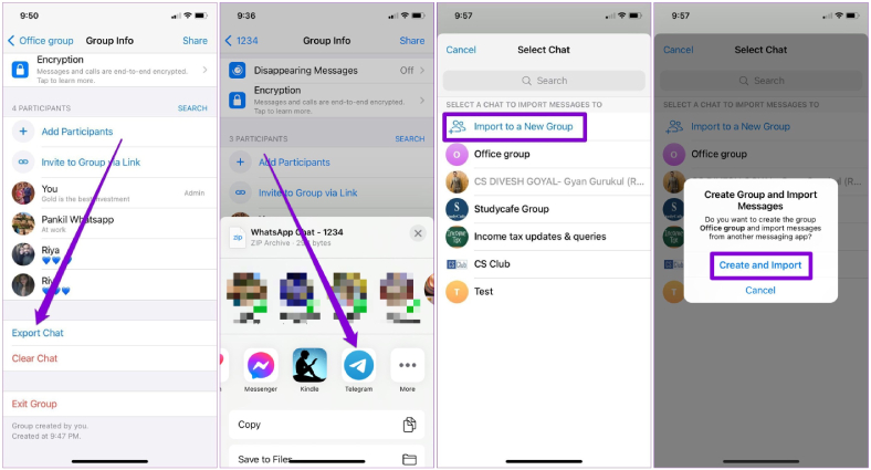 transfer whatsapp group to telegram on iphone